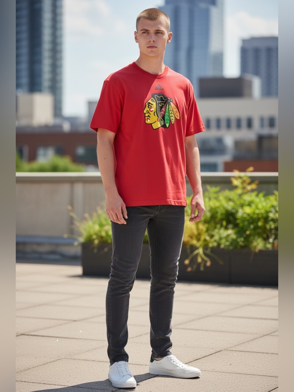 Adidas Chicago Blackhawks Team Primary Logo Tee NWT